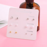 JIA&KOU 6PCS Fashion Stud Earrings Set For Women Crystal Heart