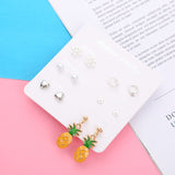 JIA&KOU 6PCS Fashion Stud Earrings Set For Women Crystal Heart