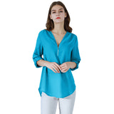 Fashion Women Blouse Zipper Chiffon Blouse Office Casual Ladies