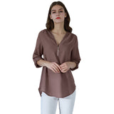 Fashion Women Blouse Zipper Chiffon Blouse Office Casual Ladies