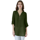 Fashion Women Blouse Zipper Chiffon Blouse Office Casual Ladies