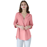 Fashion Women Blouse Zipper Chiffon Blouse Office Casual Ladies