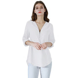 Fashion Women Blouse Zipper Chiffon Blouse Office Casual Ladies