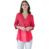 Fashion Women Blouse Zipper Chiffon Blouse Office Casual Ladies