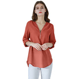 Fashion Women Blouse Zipper Chiffon Blouse Office Casual Ladies