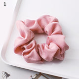 Fashion Silk Women Scrunchie Solid Color Elastic Hair Ties For Women