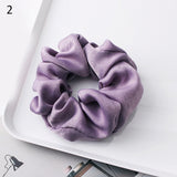 Fashion Silk Women Scrunchie Solid Color Elastic Hair Ties For Women