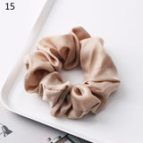 Fashion Silk Women Scrunchie Solid Color Elastic Hair Ties For Women