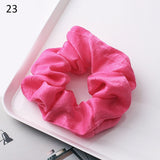 Fashion Silk Women Scrunchie Solid Color Elastic Hair Ties For Women