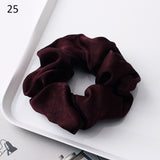 Fashion Silk Women Scrunchie Solid Color Elastic Hair Ties For Women