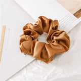 Fashion Silk Women Scrunchie Solid Color Elastic Hair Ties For Women