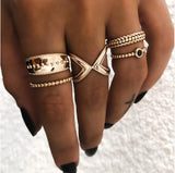 15 Pcs/ Set Bohemian Crystal Finger Ring Set Women Gold Color