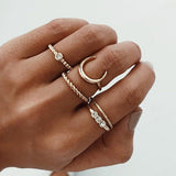 15 Pcs/ Set Bohemian Crystal Finger Ring Set Women Gold Color