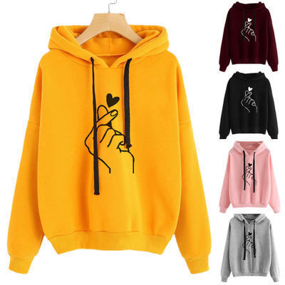 Women Sweatshirt And Hoody Ladies Hooded Love Printed Casual Pullovers Girls