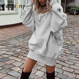 2019 Women Long Hoodies Loose Sweatshirts Dress Punk Style