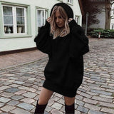 2019 Women Long Hoodies Loose Sweatshirts Dress Punk Style