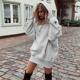 2019 Women Long Hoodies Loose Sweatshirts Dress Punk Style