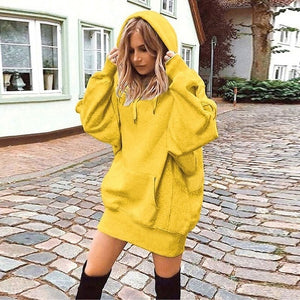 2019 Women Long Hoodies Loose Sweatshirts Dress Punk Style