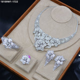 BRIDE TALK Big Flower Jewelry 4 Pcs Dubai Necklace Earring Bangle Ring