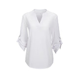 Blouse shirt Women Fashion Chiffon Blouses 3/4 Sleeve V-neck