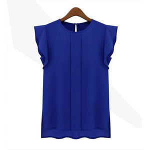 Hot Sale Fashion Womens Casual Loose Chiffon Ruffles Shirt