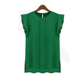 Hot Sale Fashion Womens Casual Loose Chiffon Ruffles Shirt