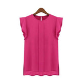 Hot Sale Fashion Womens Casual Loose Chiffon Ruffles Shirt